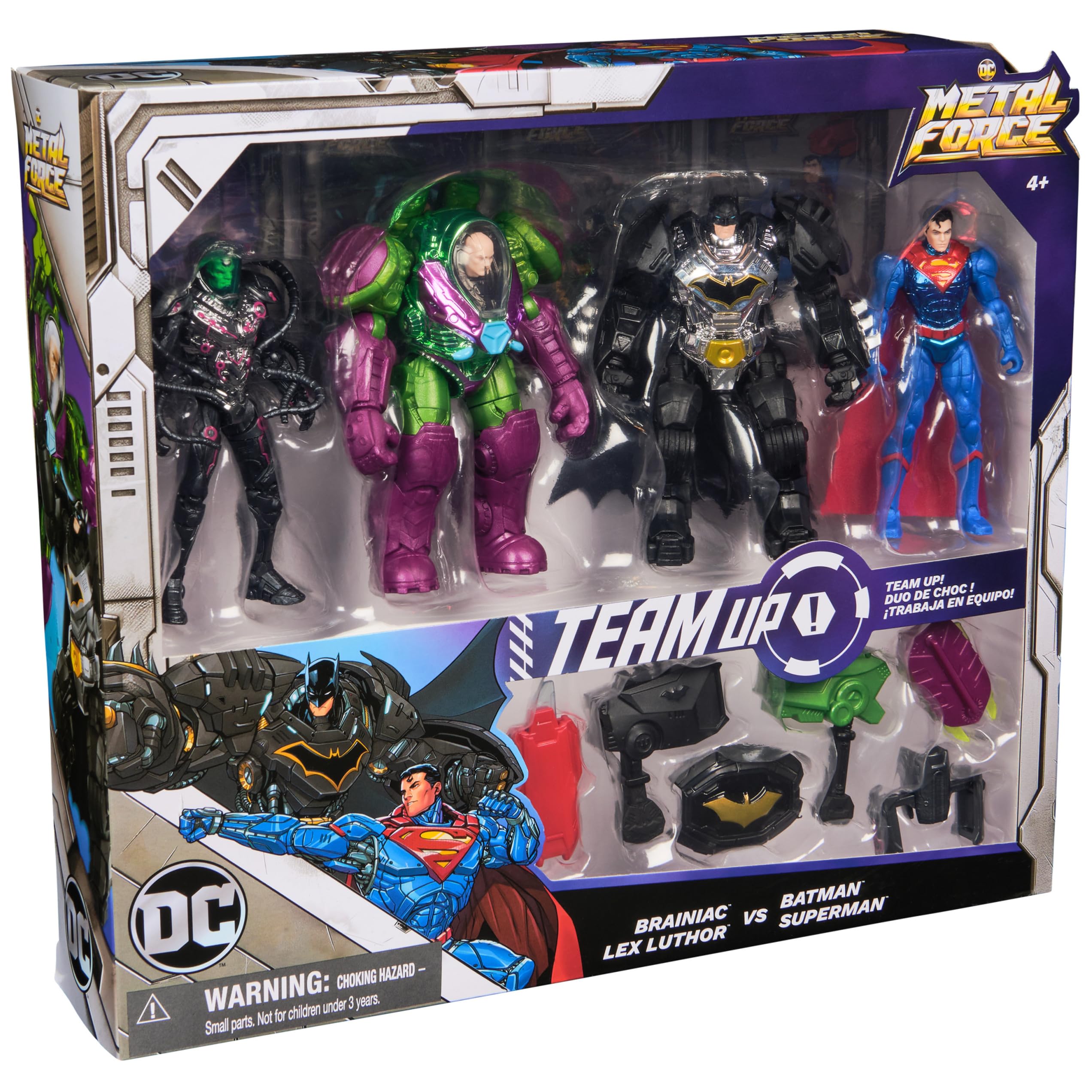 Packaging image of the DC Comics Metal Force set and accessories
