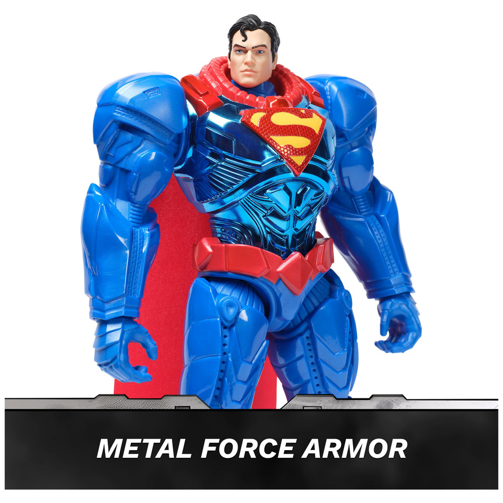 DC Comics Metal Force Superman armor detail highlighting metallic finish and armor design.