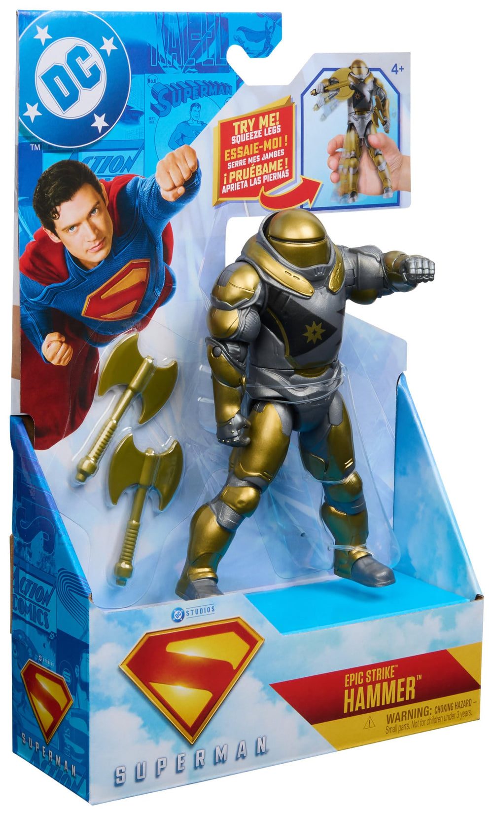 DC Comics Superman Hammer of Boravia packaging display shows contents clearly