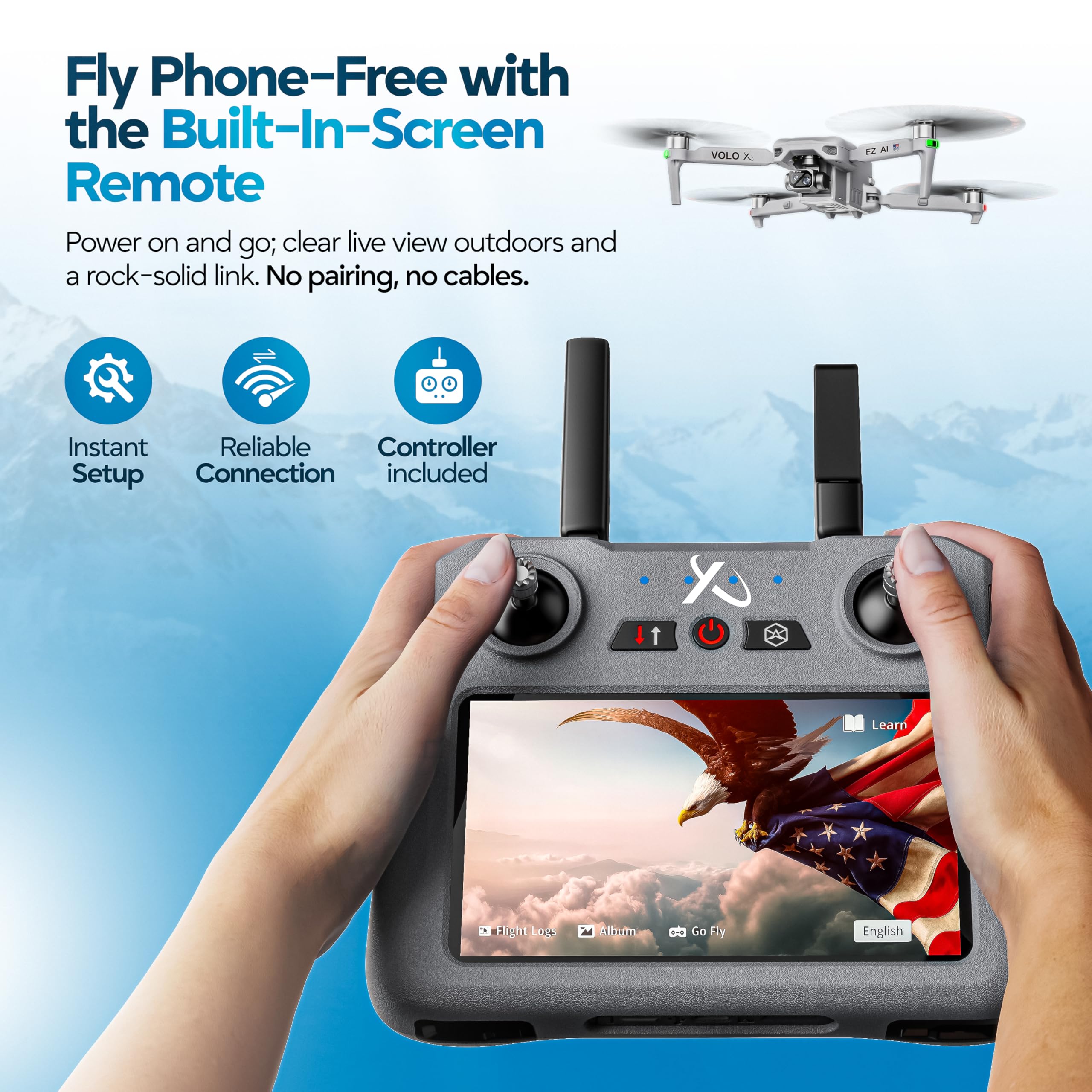 Foldable design of the DCX Volo X EZ for easy travel and packing.