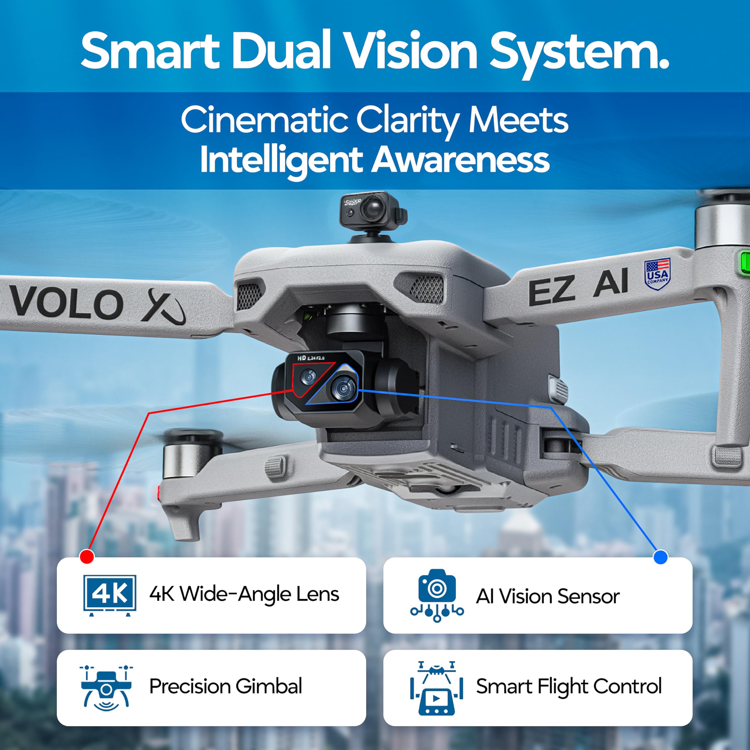 Precision Return-to-Home helps the Volo X EZ land smoothly.