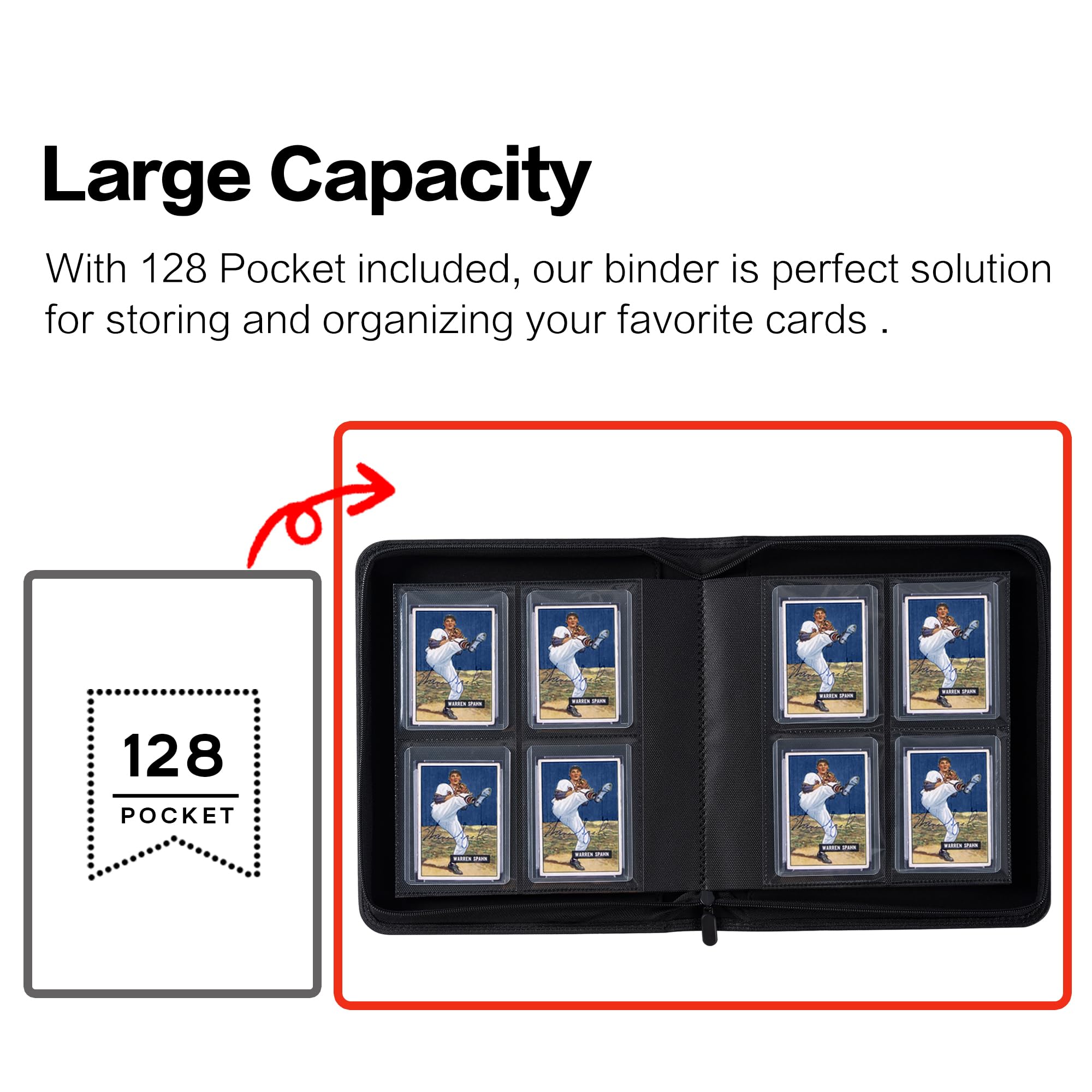 Back cover of the D DACCKIT Toploader Binder provides sturdy storage for display.