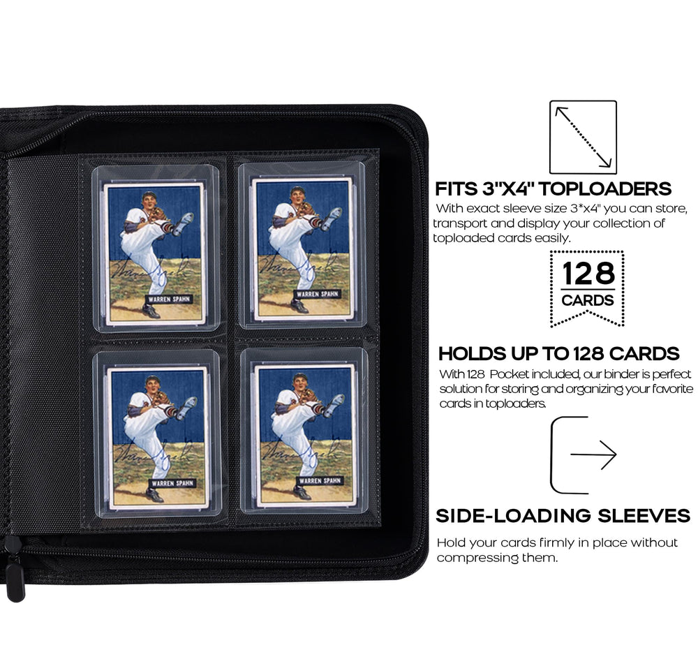 Front cover of the D DACCKIT Toploader Binder protects cards with a rigid padding.