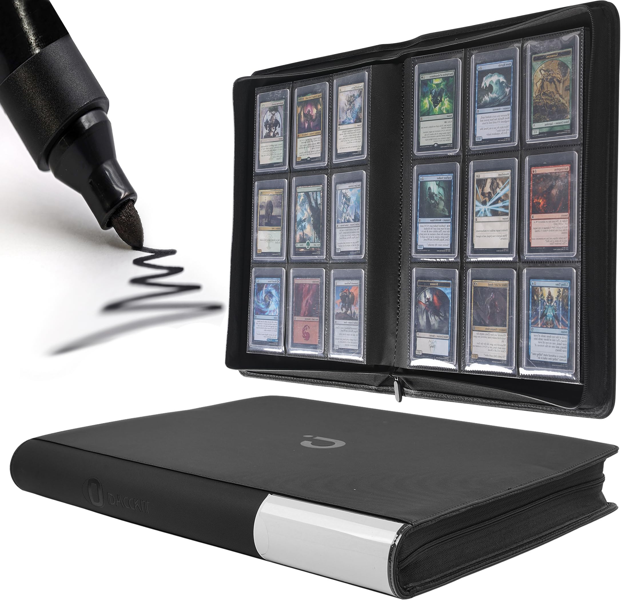 D DACCKIT Toploader Binder front cover in classic black for display
