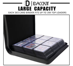 D DACCKIT binder open spine shows nine-pocket layout and capacity