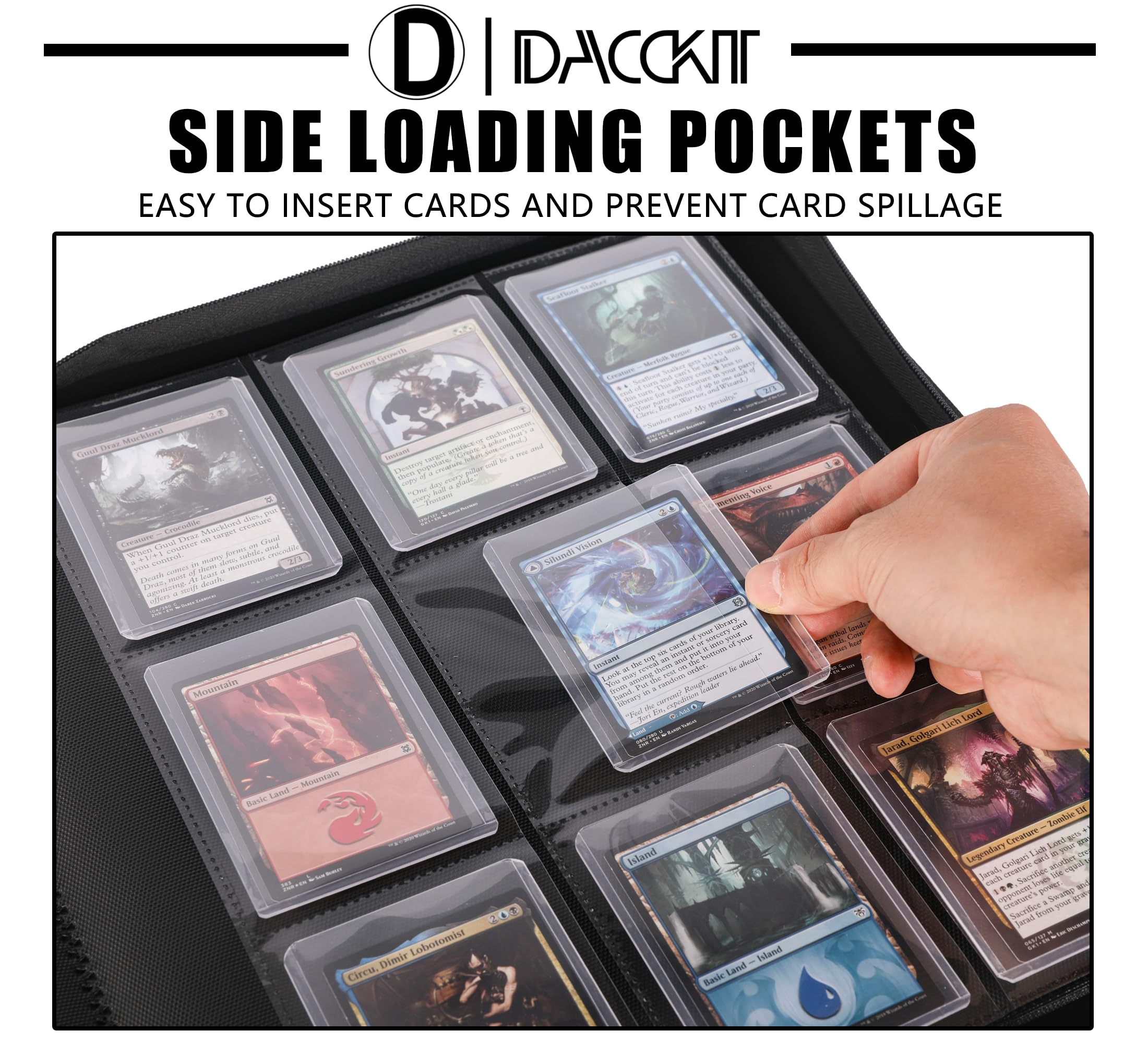 D DACCKIT binder sleeves closeup highlights crystal-clear card visibility