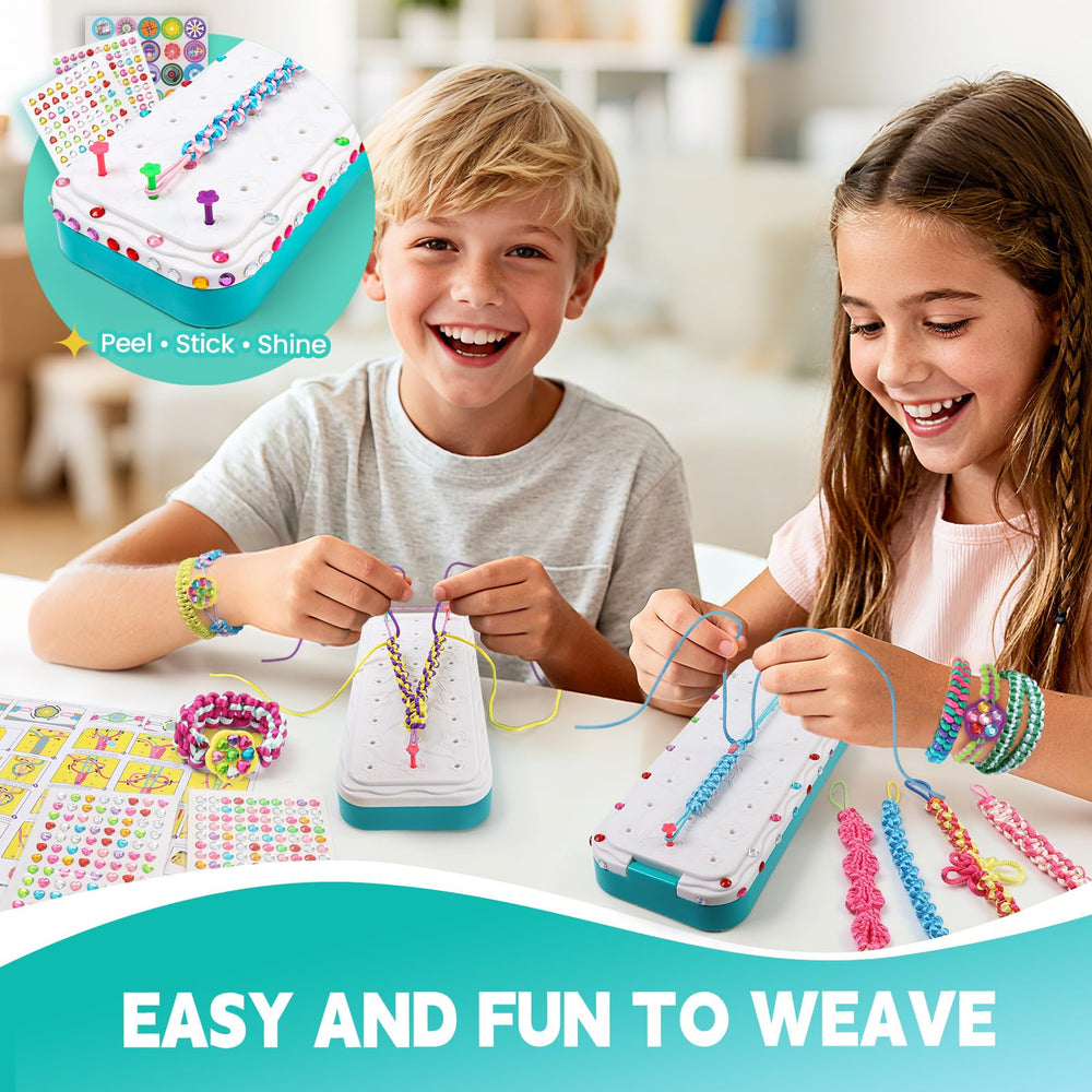 DDAI Bling Bracelet Kit contents show threads, charms, clasps, and gem stickers for creativity