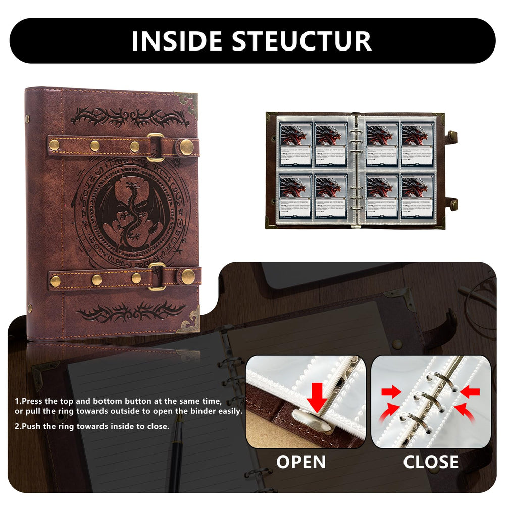 DDFE Card Binder 4 Pocket rivets and faux-leather texture highlight premium craftsmanship.