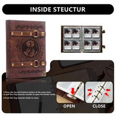 DDFE Card Binder 4 Pocket rivets and faux-leather texture highlight premium craftsmanship.