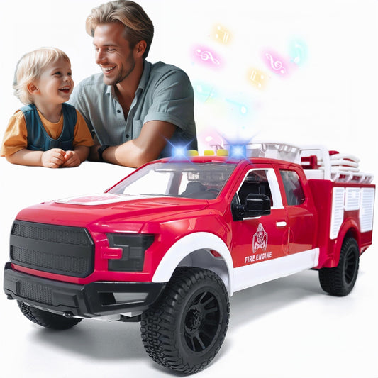 DDZOOU Big Fire Truck Toy front view shows rugged design for imaginative play.