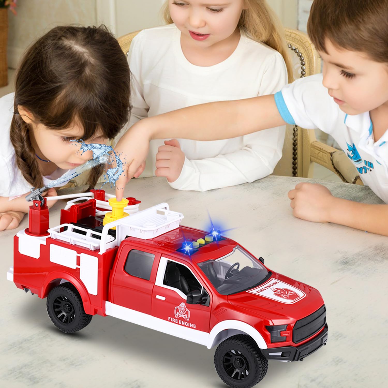 DDZOOU Big Fire Truck Toy uses inertia for easy race-and-play action.