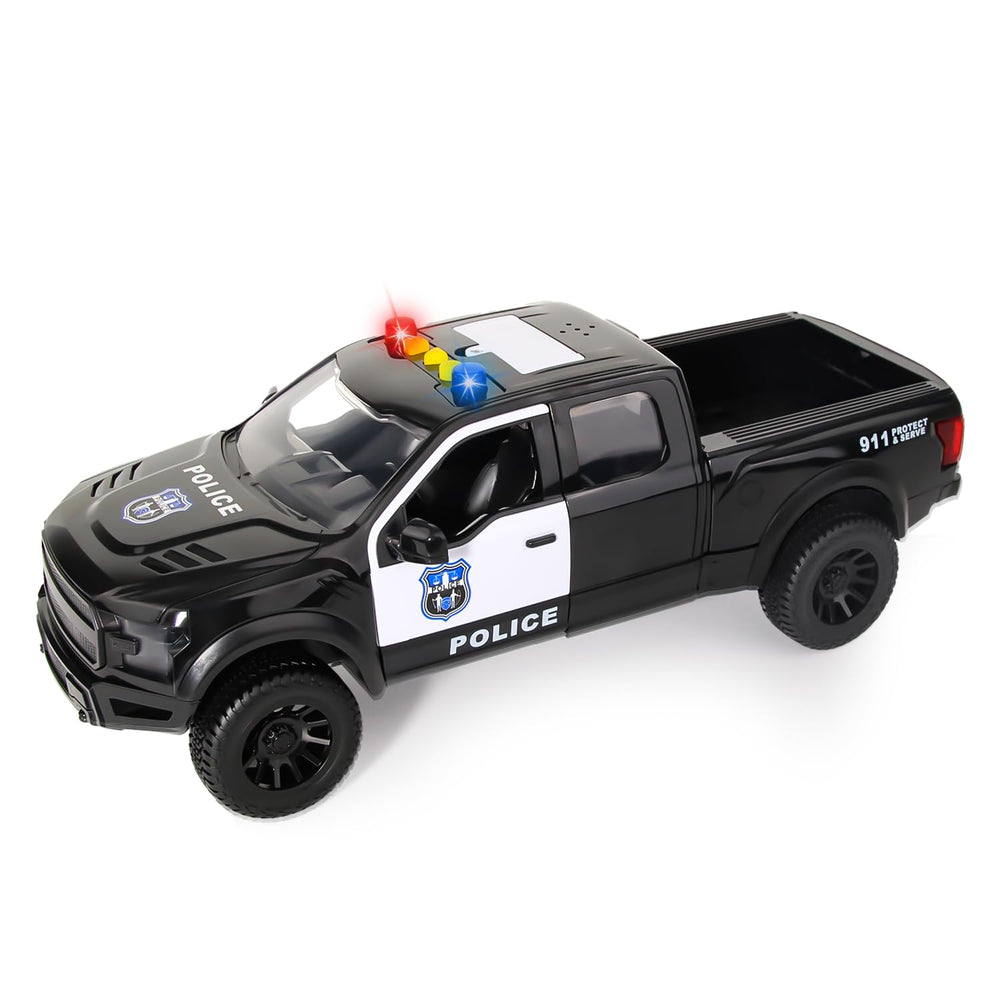 DDZOOU police pickup toy with lights, front view for immersive pretend play.