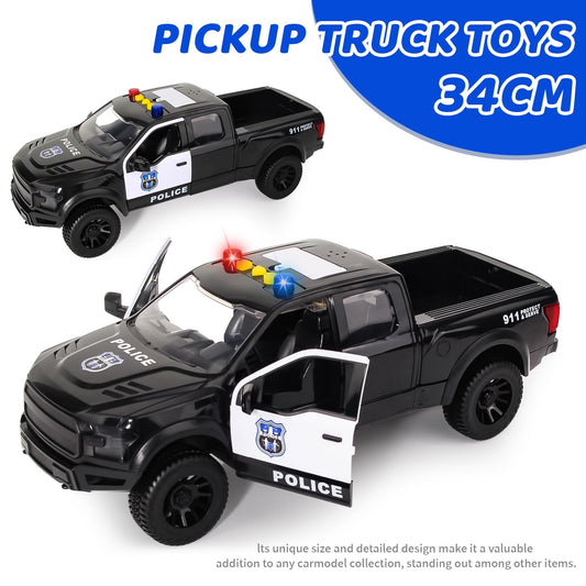 DDZOOU police pickup toy with opening doors, interactive play.