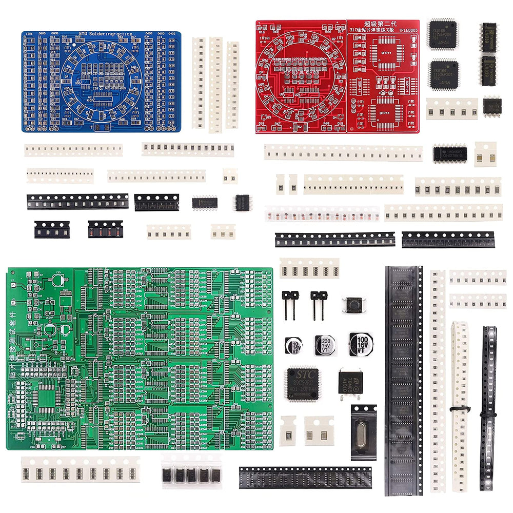 D DZRCOXI Soldering Practice Kit front view demonstrates hands-on SMD training potential