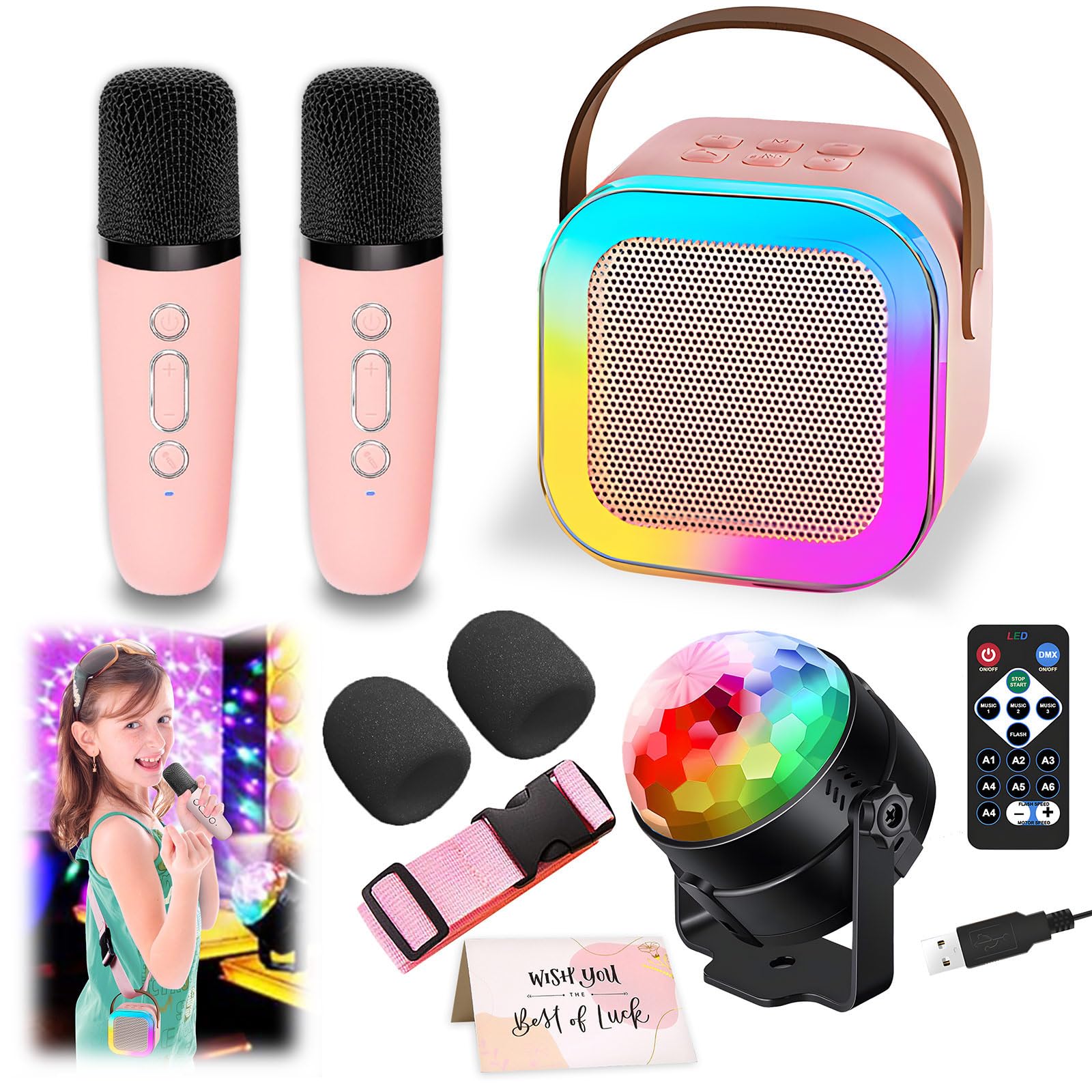DEABOLAR karaoke machine for kids front view boosts fun at birthday and family gatherings.