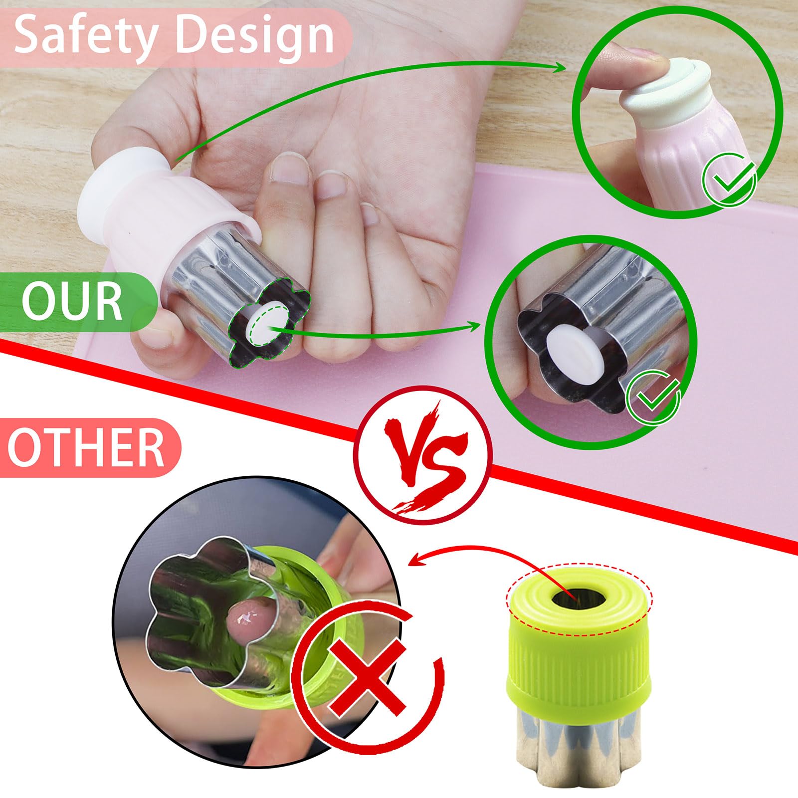 DEABOLAR serrated toddler knives with gentle grips for safe practice