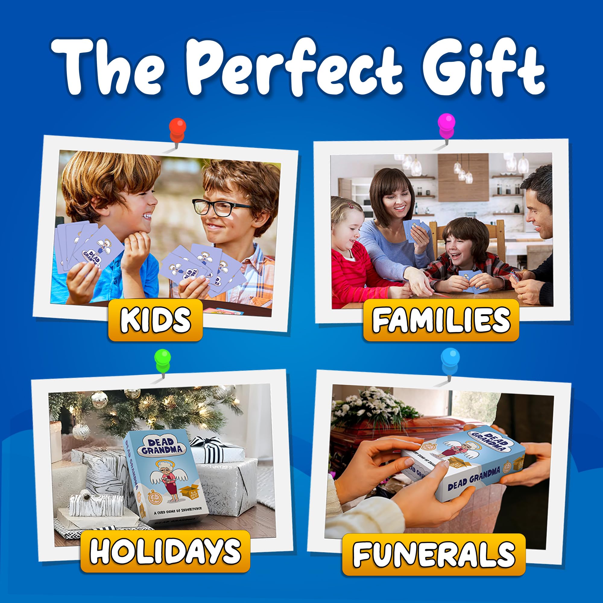 Dead Grandma card game gift-idea: perfect for holidays, birthdays, or cheeky social gatherings