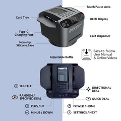 Dealtron Shadow Black shuffler dealer setup streamlines rounds.