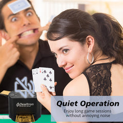 Dealtron Shadow Black shuffler UNO and Canasta compatibility boosts versatility.