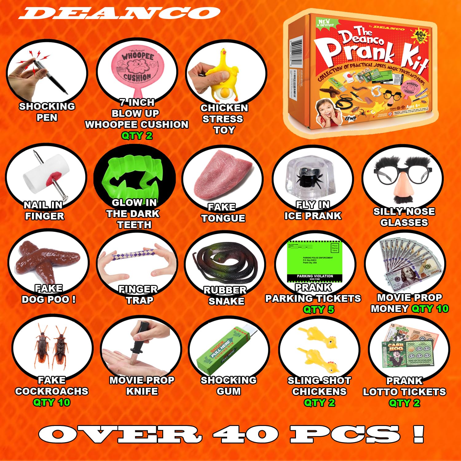 DEANCO Prank Kit fake bugs ready for playful party tricks.