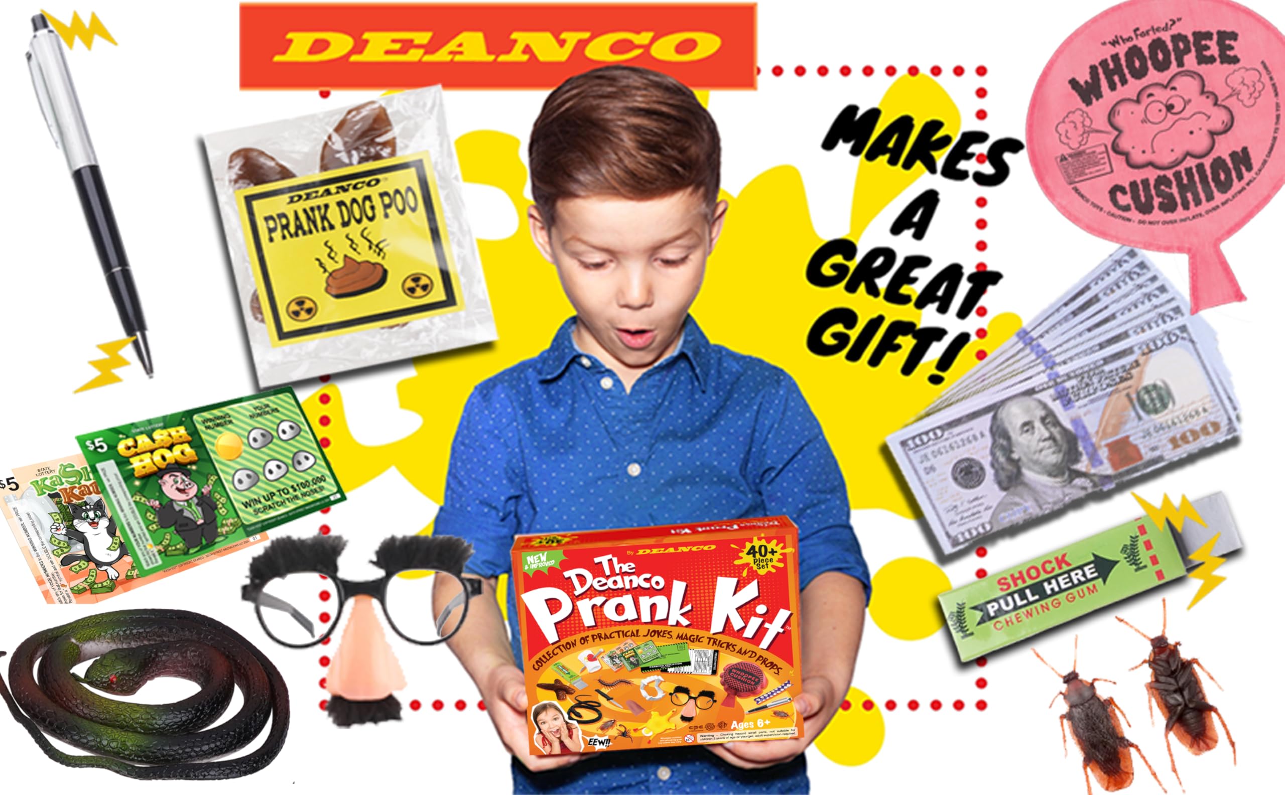 DEANCO Prank Kit shocking gum for instant playful surprises.