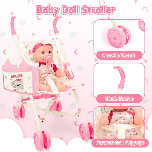 DeAO 12-inch doll included for realistic caregiving play.