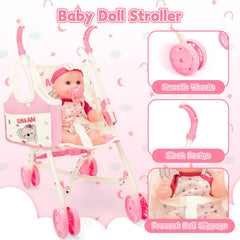 DeAO 12-inch doll included for realistic caregiving play.