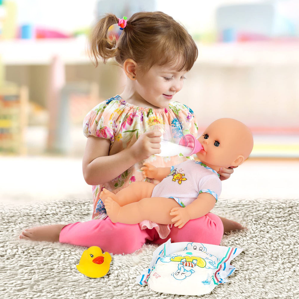 deAO 13-inch baby doll included for lifelike pretend bath scenes