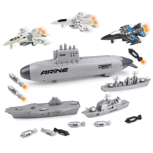 deAO aircraft carrier toy submarine with planes for imaginative play