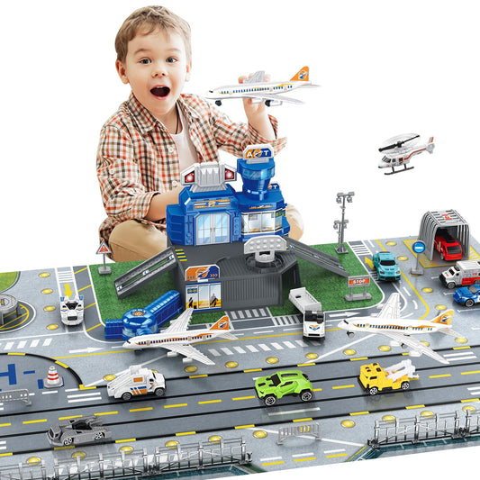 deAO air traffic playset with aircraft tower and airliners for imaginative airport play