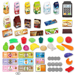 deAO assembly-free toy cart allows quick setup for immediate pretend shopping.