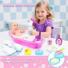 deAO baby doll accessories including rubber duck and bath items