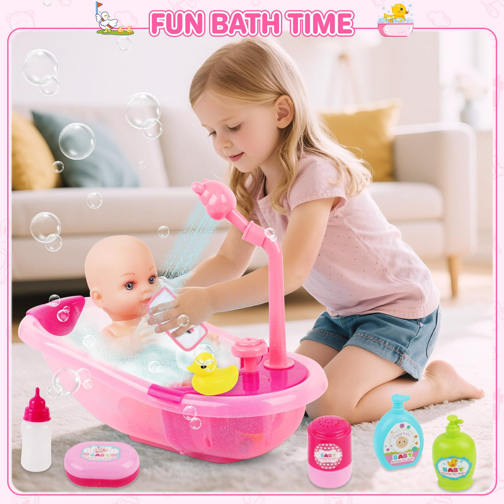 deAO Baby Doll Bath Set removable clothes encourage dressing practice