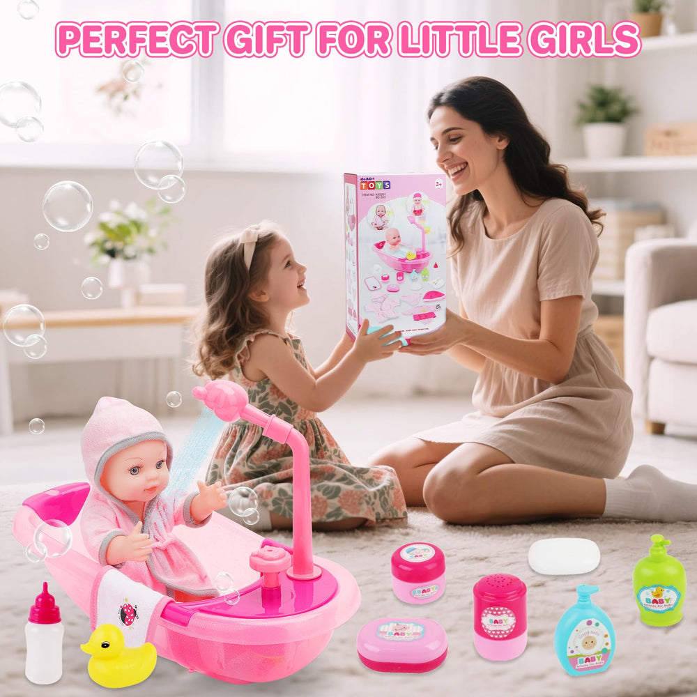 deAO Baby Doll Bath Set soft fabrics ensure gentle toddler play