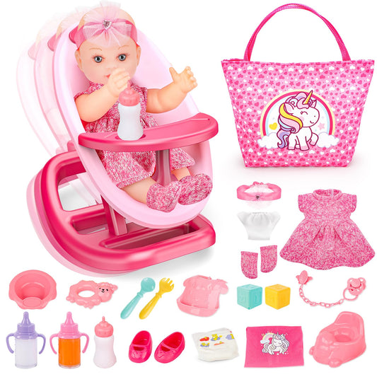 deAO baby doll crib set for immersive pretend play.