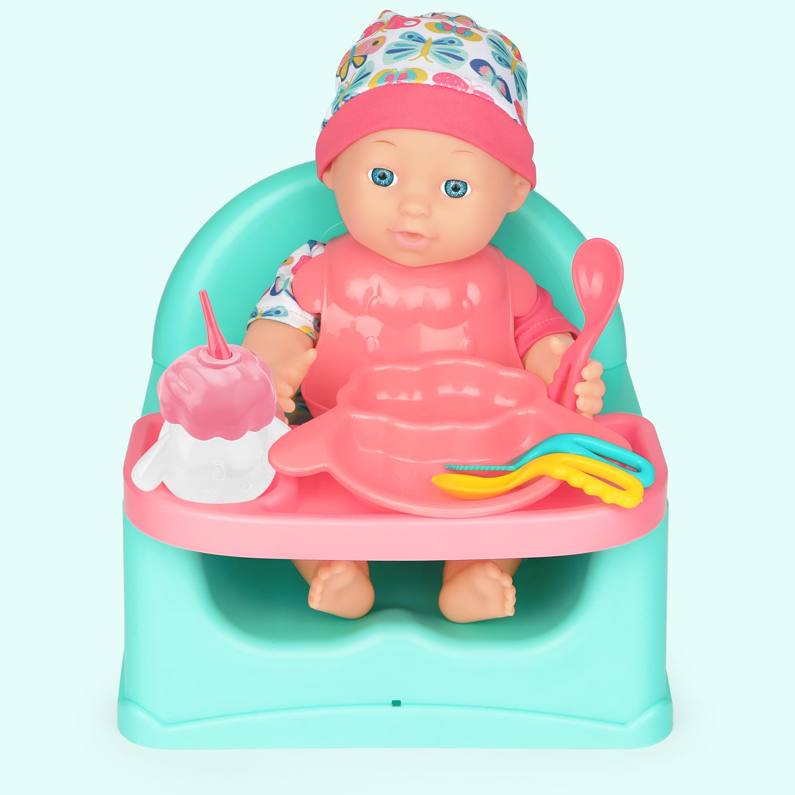 deAO feeding set with bottle and cutlery supports nurturing play