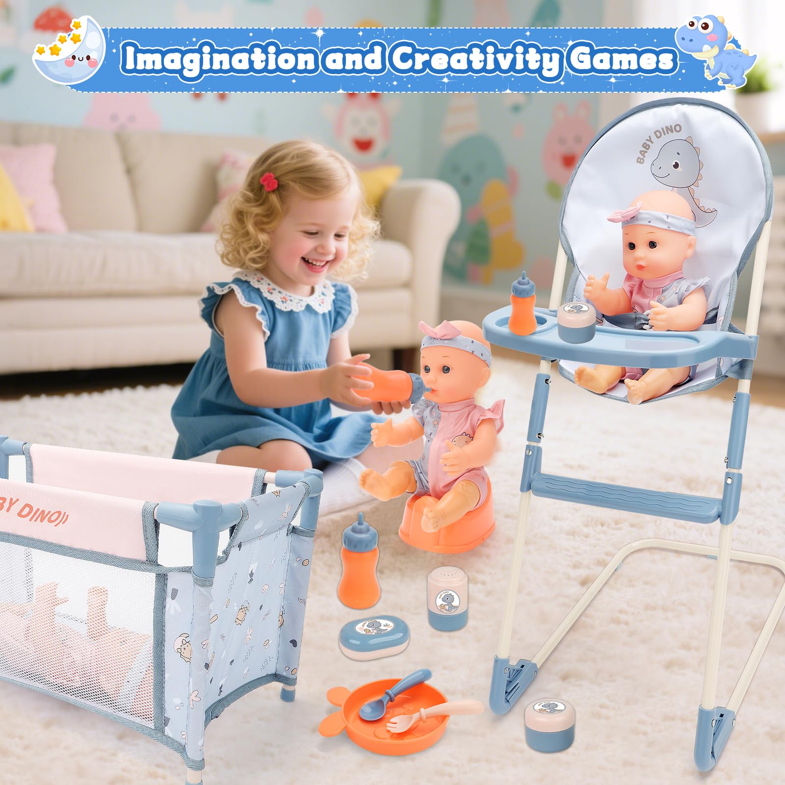 deAO feeding bottle set adds realistic feeding moments to imaginative care routines.