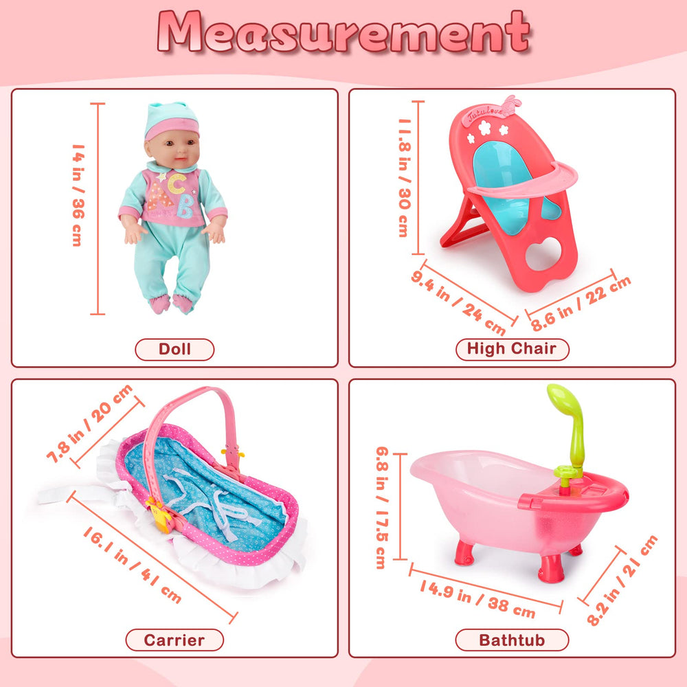 deAO Baby Doll Set shoes, bib, and rattle to complete dressing play