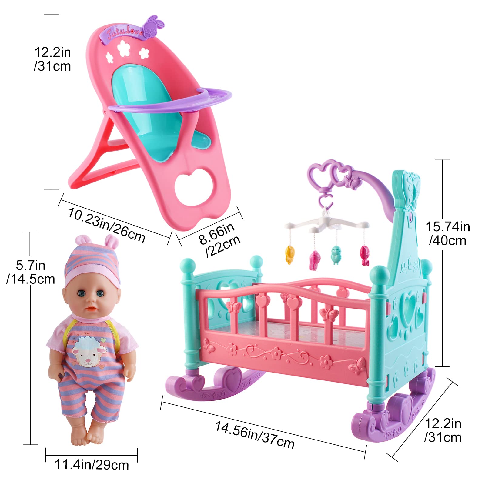 deAO rocking crib with pillow supports cozy bedtime storytelling