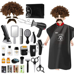 deAO Barber Shop pretend play kit with mirrors and tools for imaginative grooming