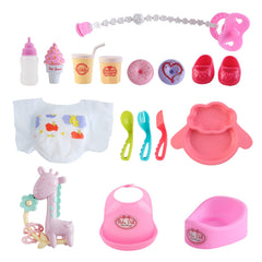 deAO Black Baby Doll Set baby mobile adds visual stimulation during care routines.