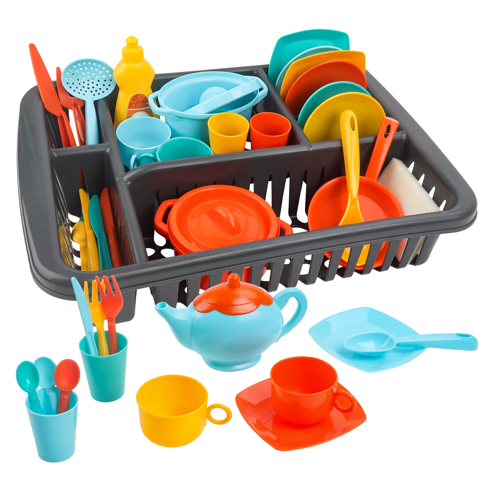 deAO plates and bowls toy set for imaginative meals during pretend kitchen play