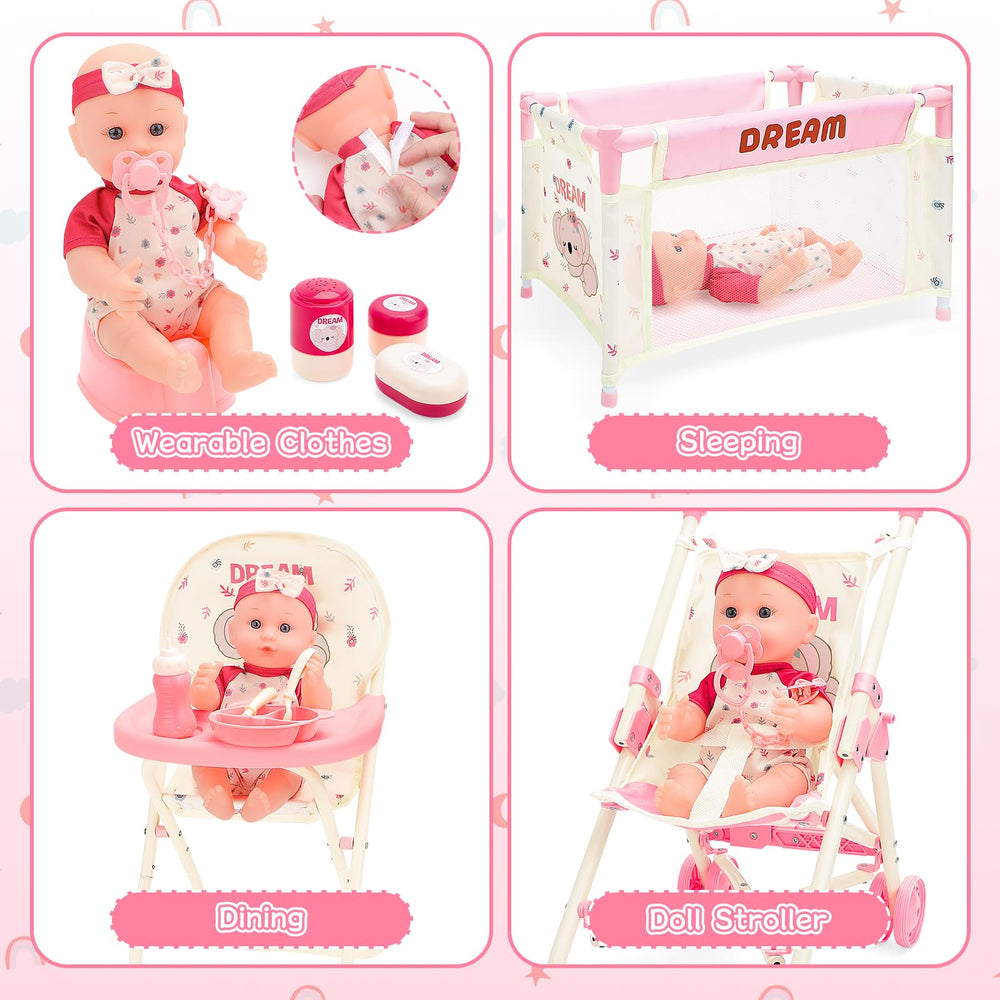 DeAO doll crib bed scene for gentle tucking and bedtime moments.