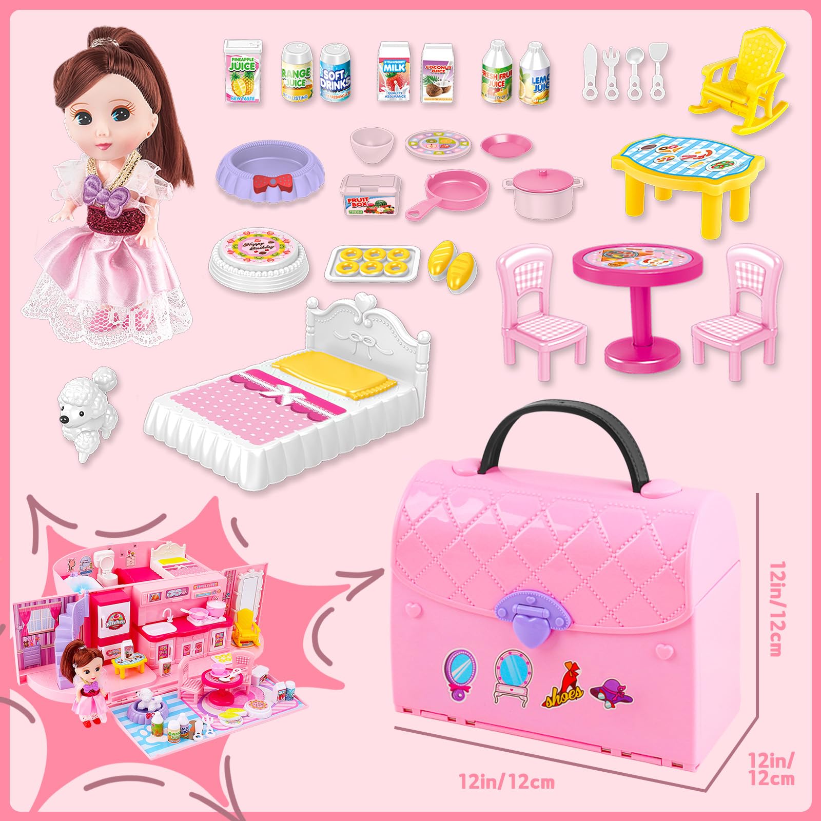 deAO doll house with dolls and furniture set for creative playtime.