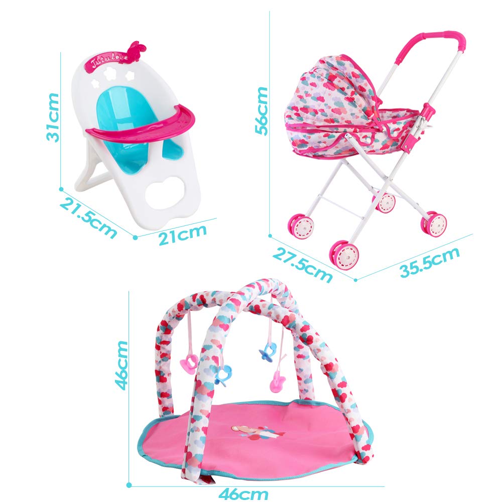 deAO Doll Stroller Set in action boosts nurturing play.