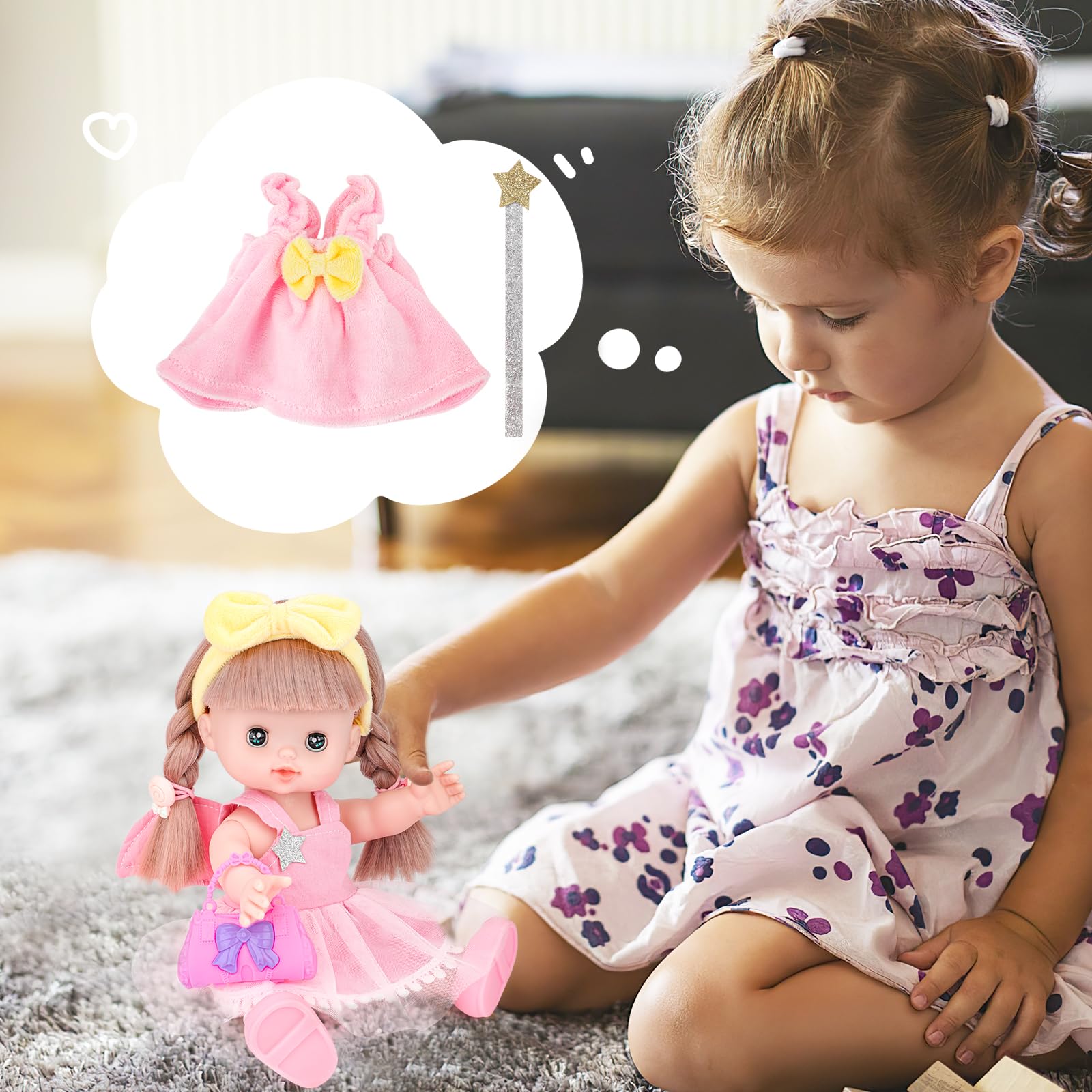 deAO doll stroller wheels close-up, easy roll design for steady pushing