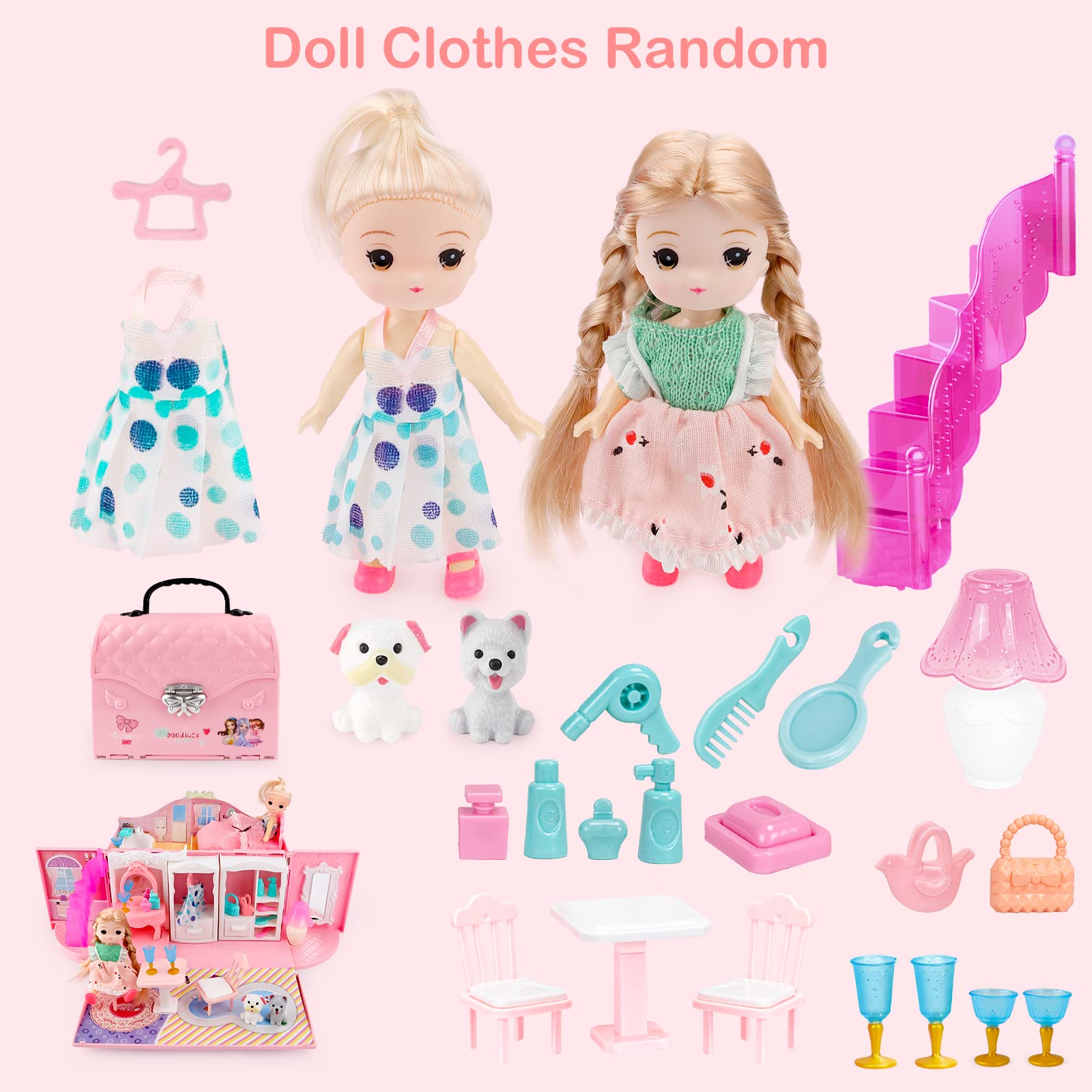 deAO dollhouse furniture and accessories shown for decorating rooms.