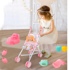 deAO stroller with easy rolling wheels for smooth push-and-go play.
