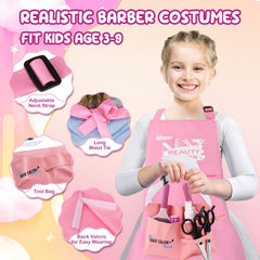 deAO Girls Beauty Salon Set mirror supports practice styling with reflective surface.