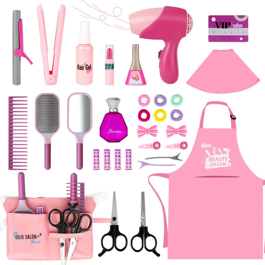 deAO Girls Beauty Salon Set packaging with pretend play accessories.